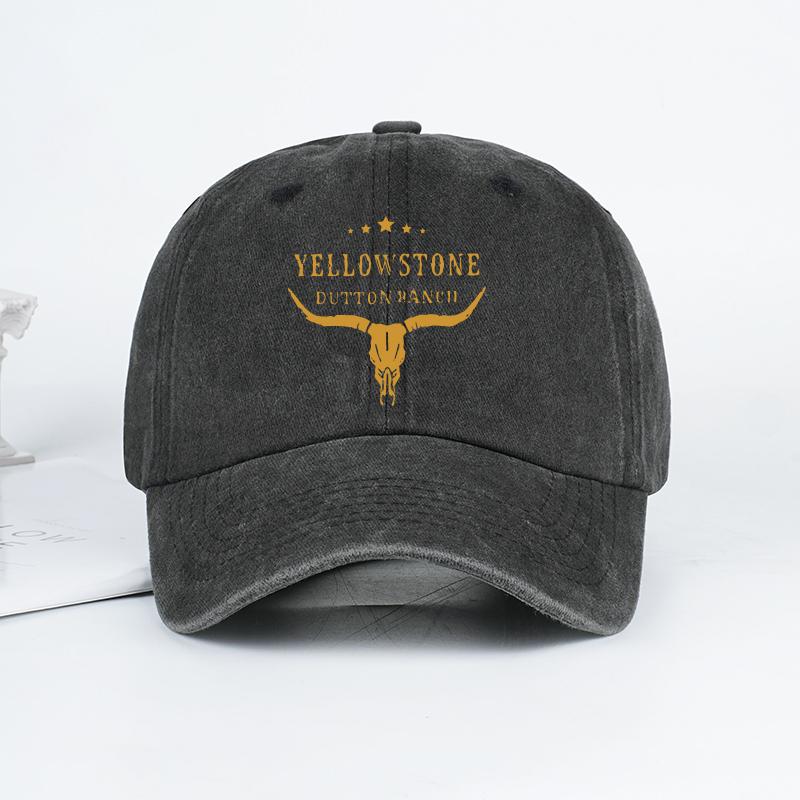 MLFO Nastavitelná vintage baseballová čepice s designem Yellowstone Dutton Ranchantická černá povrchová úprava unisex ležérní styl