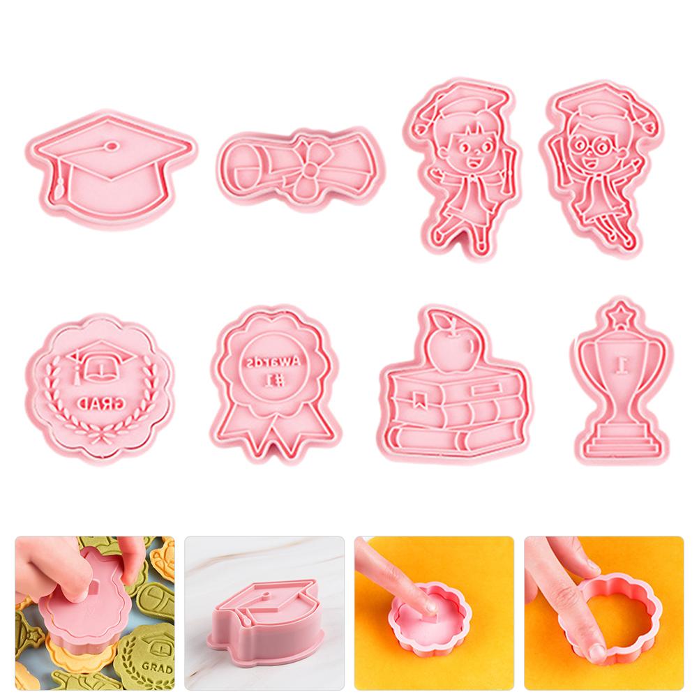 8 Pcs Graduation Cookie Cutters Party Supplies DIY Baking Mold Biscuits Dessert Mould Casting Chocolate Household Candy Craft