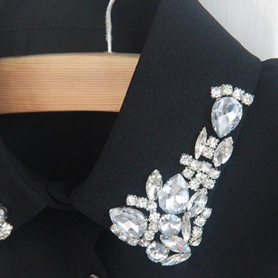 Rhinestone Fake Collar Detachable Chiffon Dickey False Collar with Adjustable Straps Half-Length Fake Shirts Collar for Festive Party Dating Wear