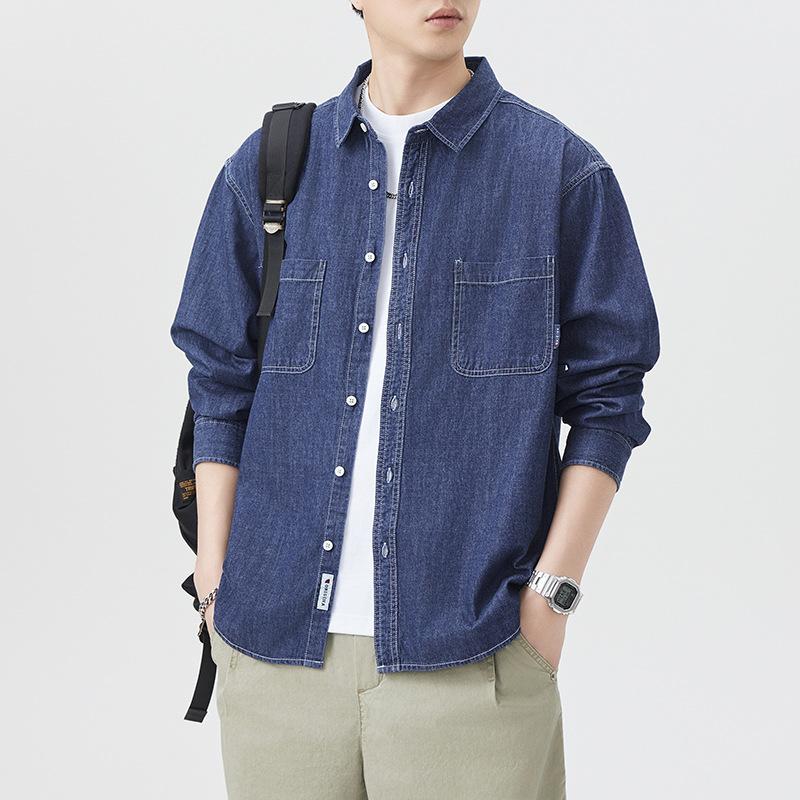 Japanese Retro Denim Shirt Men's Trendy Versatile Loose Casual American Spring New Shirt