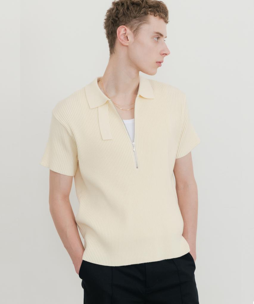 SSIN AND LEE Lounge Half Knit Polo Shirt Cream