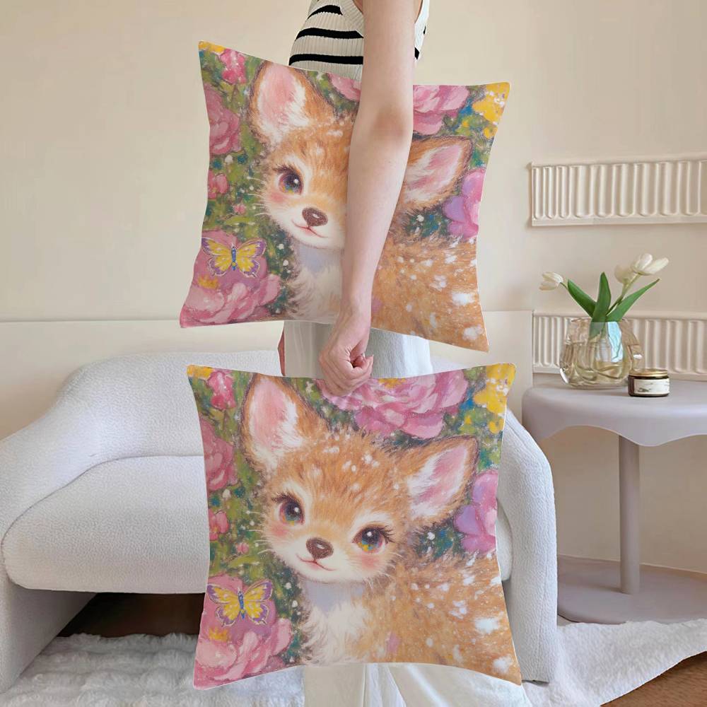 Oil Painting Style Pillow Case Anti-dustmite Pillowcase Invisible Zipper Silky Sofa Cushion Cover