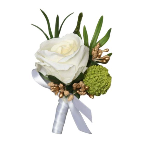 Yousheng Artificial Wedding Corsage And Boutonniere Set Silk Flower Wrist Corsage And Lapel Pin for Bridal Party Business Opening Ceremony Guest