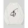 Men'S Casual Round-Neck Sweatshirt Featuring A Fishing and Fishbone Design