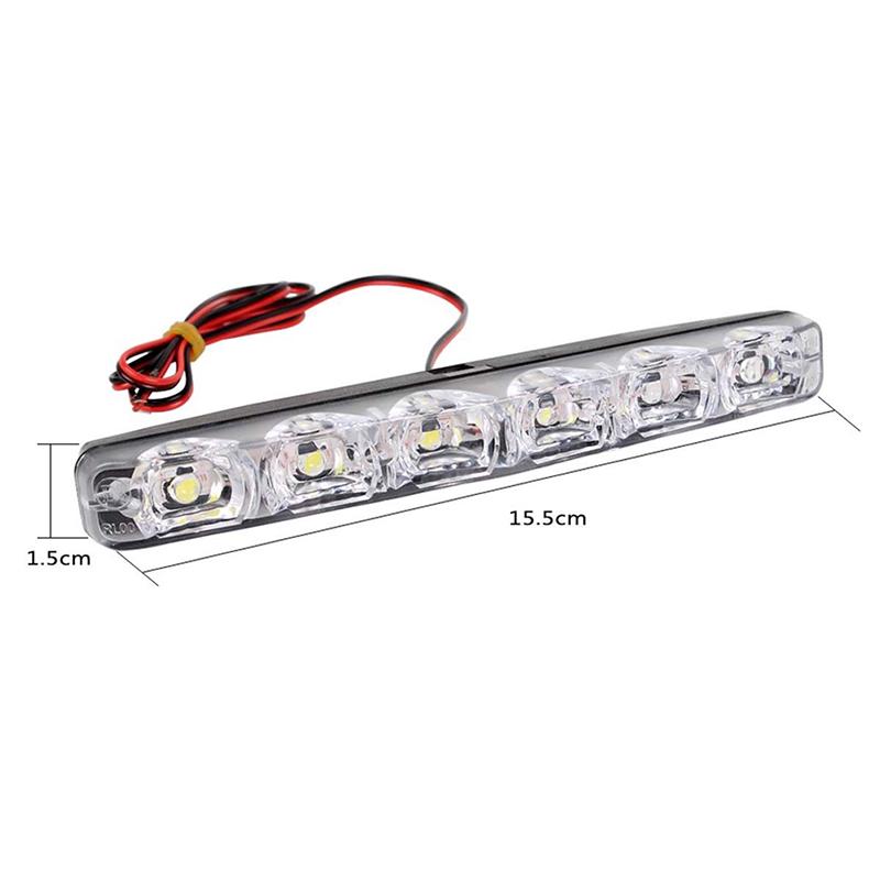 2Pcs 12V 6 Led Daytime Running Light Drl Car Fog Day Driving Lamp Lights Kit