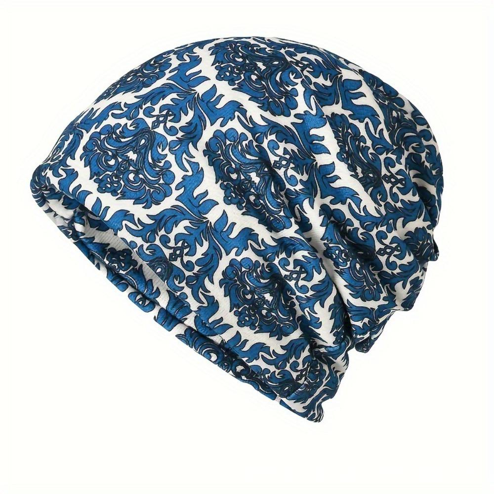 Contrasting Colors Pullover Hat Plaid Print Scarf Pullover Hat Casual Hedging Cap Multifunctional Turban Hats Autumn and Winter