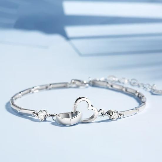 Dames Armband Hartvormig Ontwerp Sprankelende Cubic Zirconia Ingelegd Armband Verstelbare Ketting Armband Sieraden Cadeau