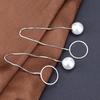Wholesale Pearl Silver Earrings Temperament  Silver Line Stud Earrings for Women Round Circle White Good  Brincos