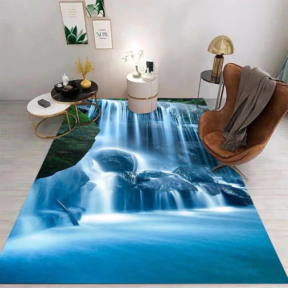 Landscape Cartoon Non-Slip Washable Rug for Living Room Bedroom Kitchen Sofa Table Balcony Home Decor Floor Carpet