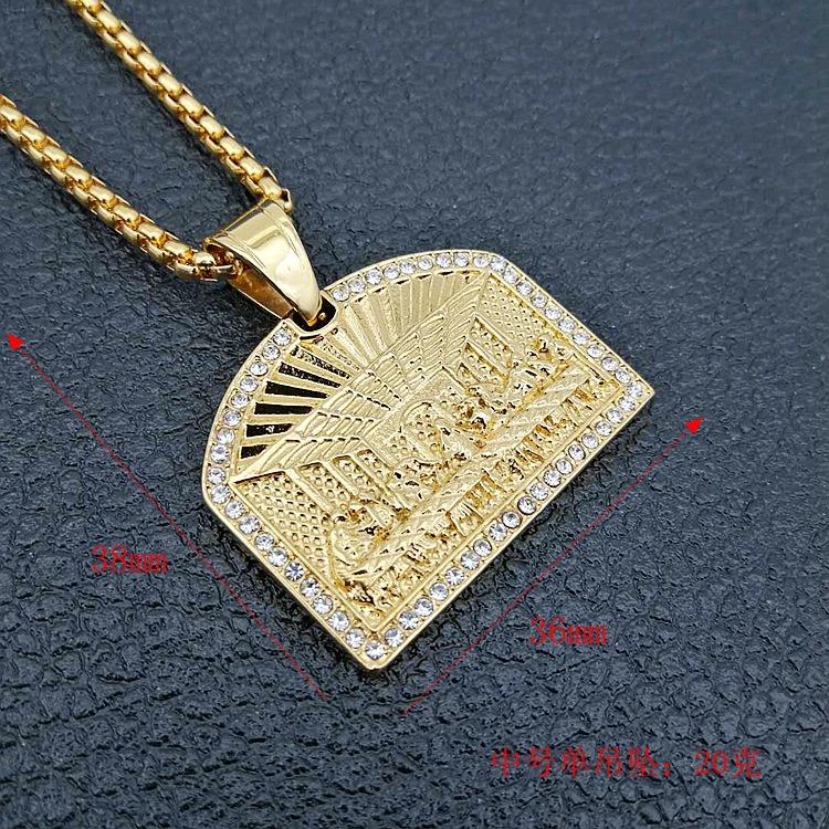 Detailed Last Supper Pendant Necklace Cubic Zirconia Iced Out 24 Inch Twisted Rope Chain Hip Hop Jewelry