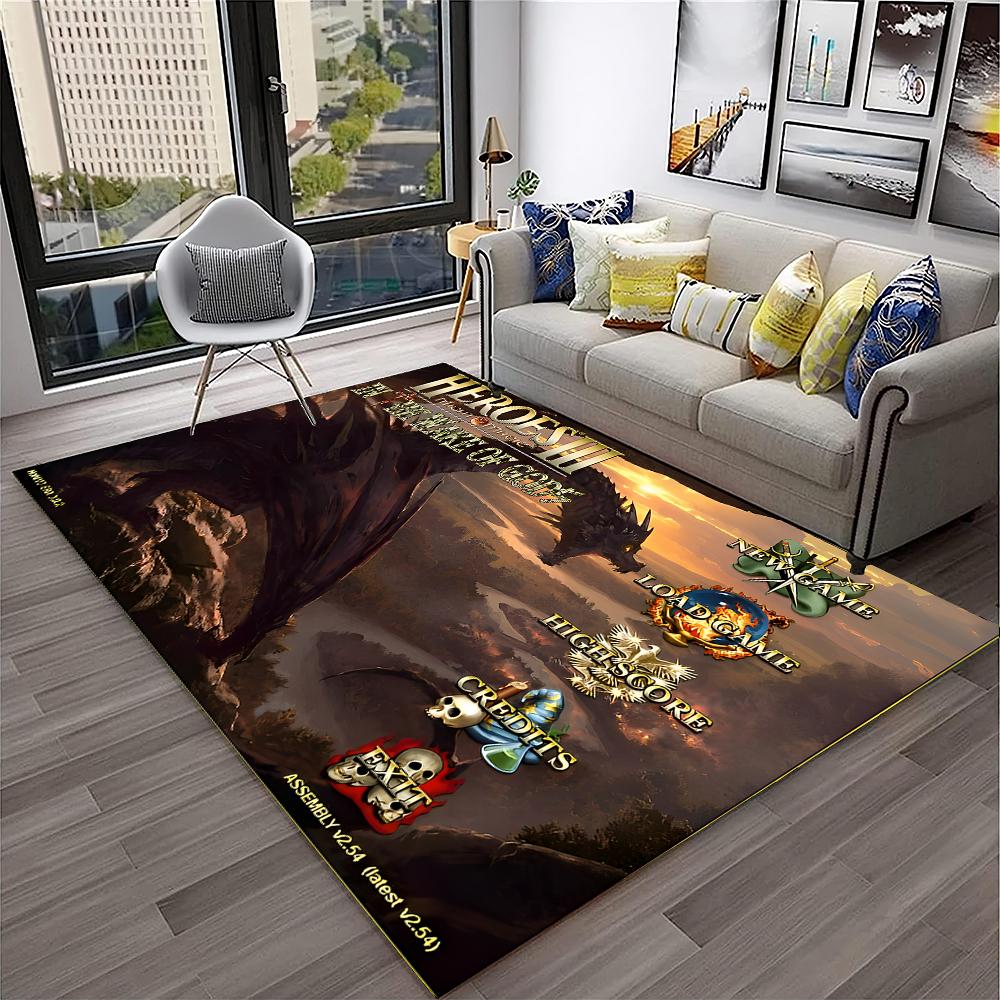 Retro-Spiel Heroes of Might and Magic Teppich für Zuhause Wohnzimmer Schlafzimmer Sofa Fußmatte Dekor, Kinderteppich Rutschfeste Bodenmatte
