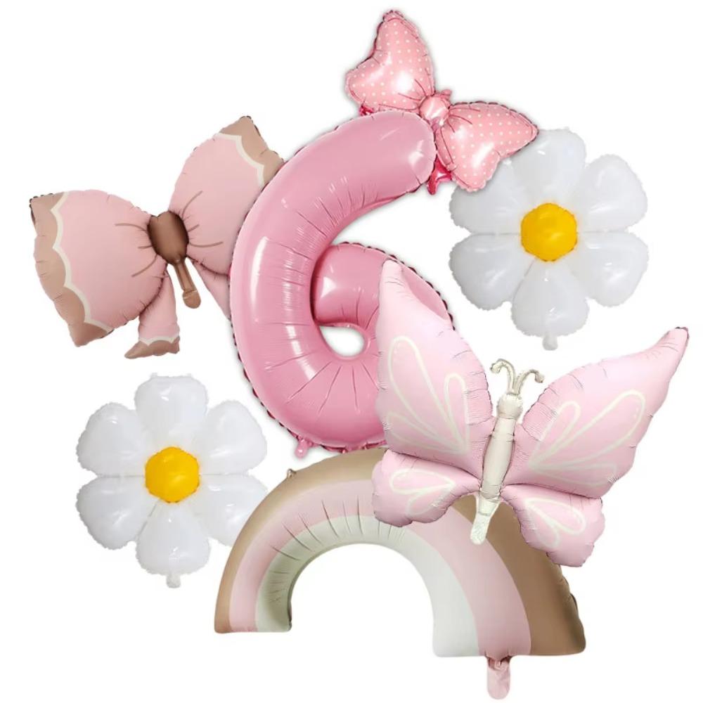 Rosa Schmetterling Geburtstag Dekoration Ballon Set Geschirr Tasse Teller Serviette Geschenktaschen Hintergrund Banner Schlüsselanhänger Mädchen Party Zubehör