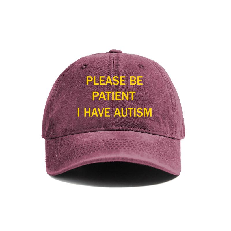 Please Be Patient I Have Autism Baseball Cap Distressed Hats Cap Men Retro Outdoor Summer Adjustable Hat MZ-284