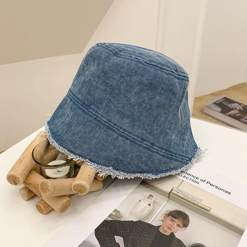 Fashion Vintage Bucket Hat for Women Solid Color Foldable Washed Cotton Wide Brim Sunshade Panama Cap Girls Casual Outdoor Hat