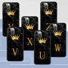 Capa de silicone preta para apple iphone 14 11 13 12 pro max xr 7 8 + se 2020 xs 6 6s plus 5 5S ouro coroa carta rainha telefone capa