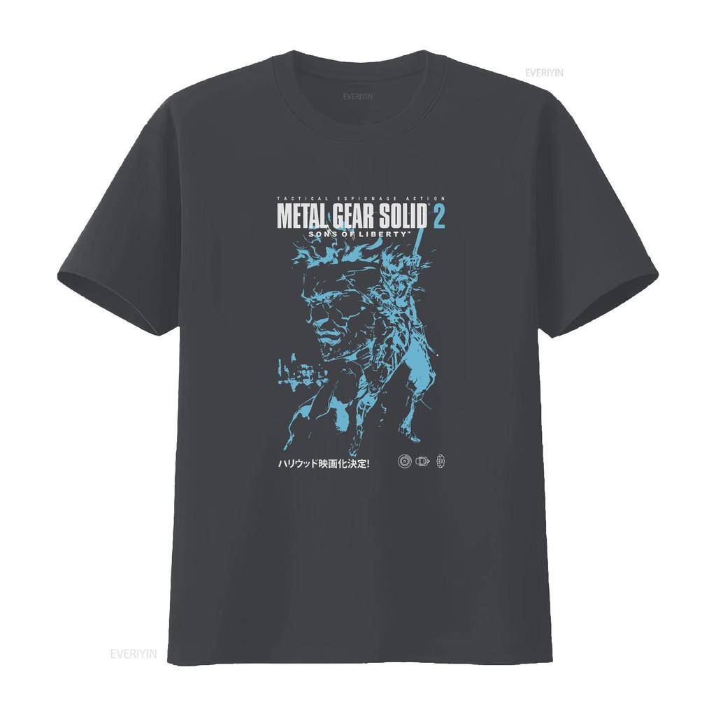 Metal Gear Solid 2 T Shirt Vintage Washed Soft Stylish Fashion Streetwear Top For Everyday Wear Breathable Graphic Slightly