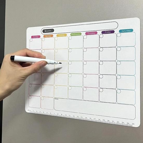 Magnetisk månadskalenderbräda Kylskåpsmagnet Torkbar Månadsschema Planeringstavla Kylskåpskalender Whiteboard Dekoration