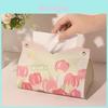 Tulip Paper Tissue Box Leather Waterproof Multiuse For Living Room Decor