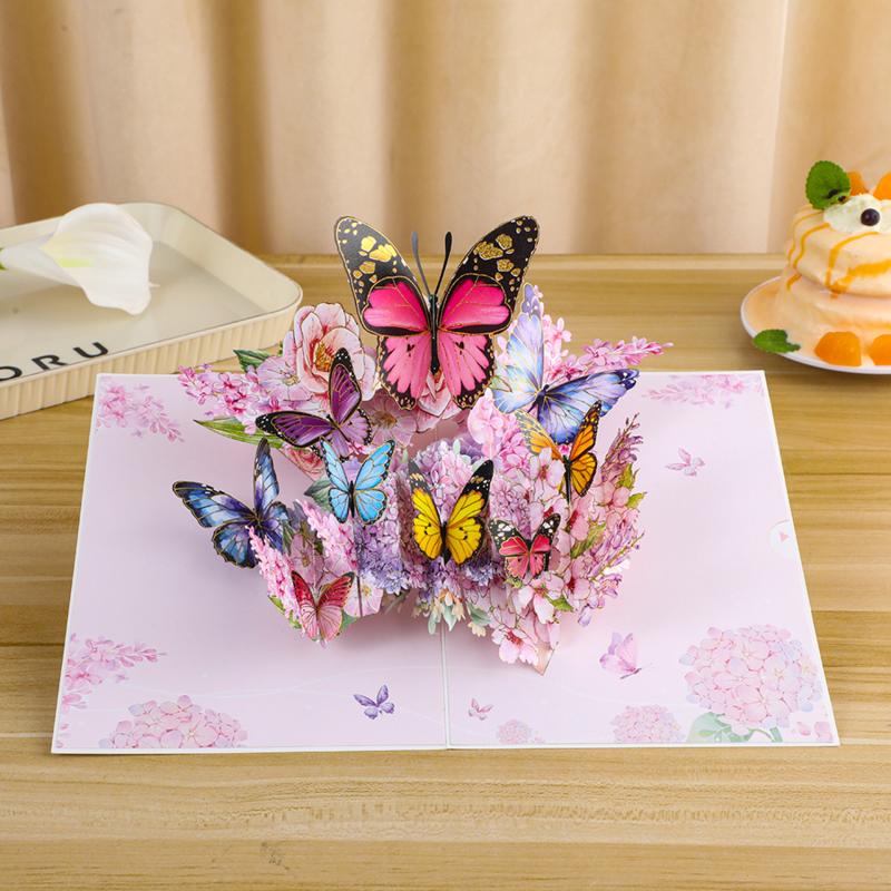 3D Butterfly Pop Up Greeting Cards Postcard For Valentine's Day, Mother, Anniversary, Wedding Invitation Greeting, Birthday Gift