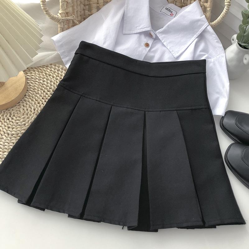 Jupe Courte Ajustée Jupe Taille Haute Jupe en Laine Grise pour Femmes Automne Hiver Petite Casual Polyvalente Toutes-saisons Jupe Plissée Jupe Trapèze
