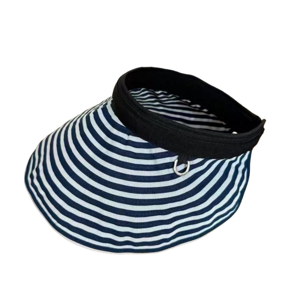 Wide Brim Sun Protection Cap Foldable Striped Headband Stripe Empty Top Hat  Beach Holiday