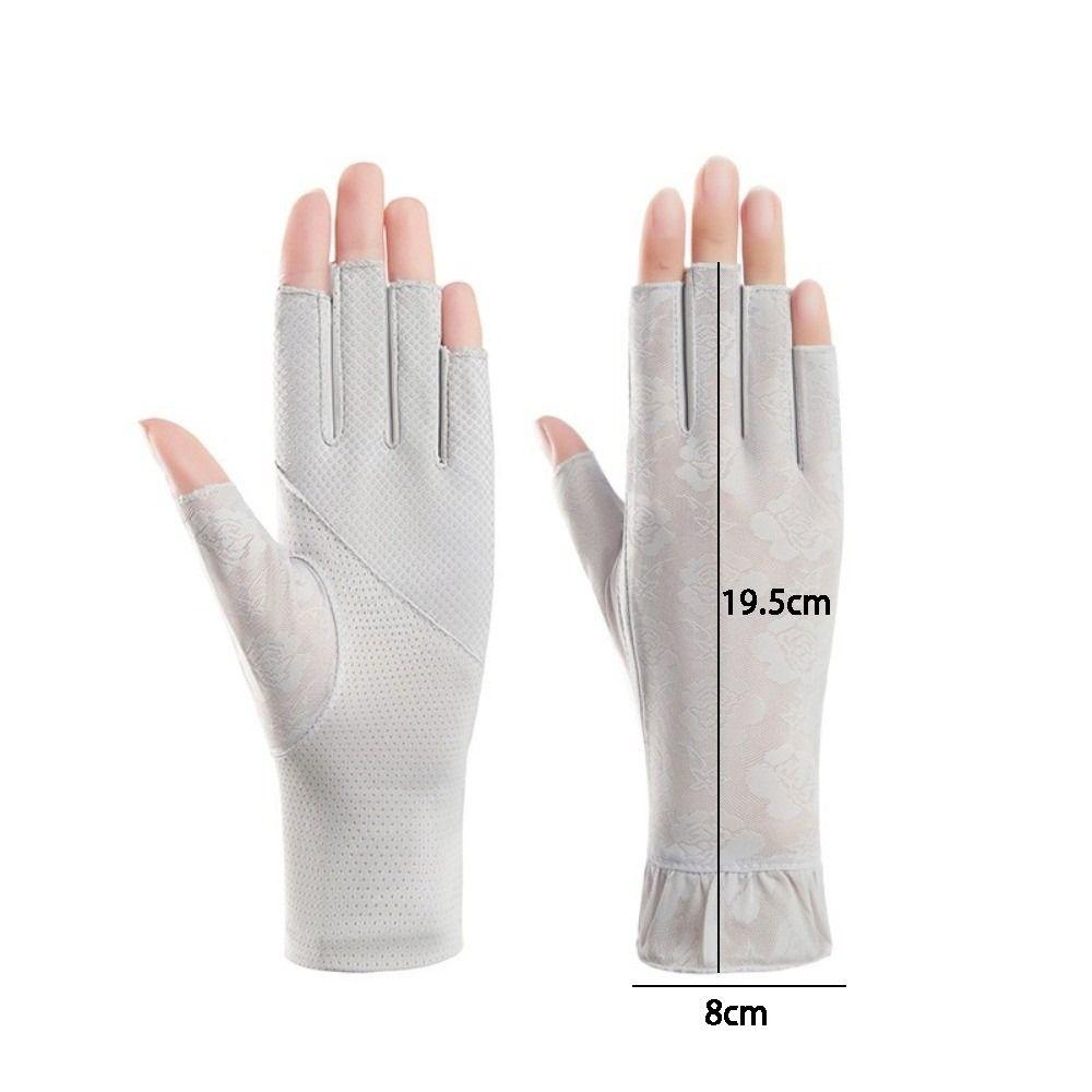 Fashion Thin Sun Protection Gloves Breathable Non-slip Exposed Finger Gloves Half-finger Gloves Summer