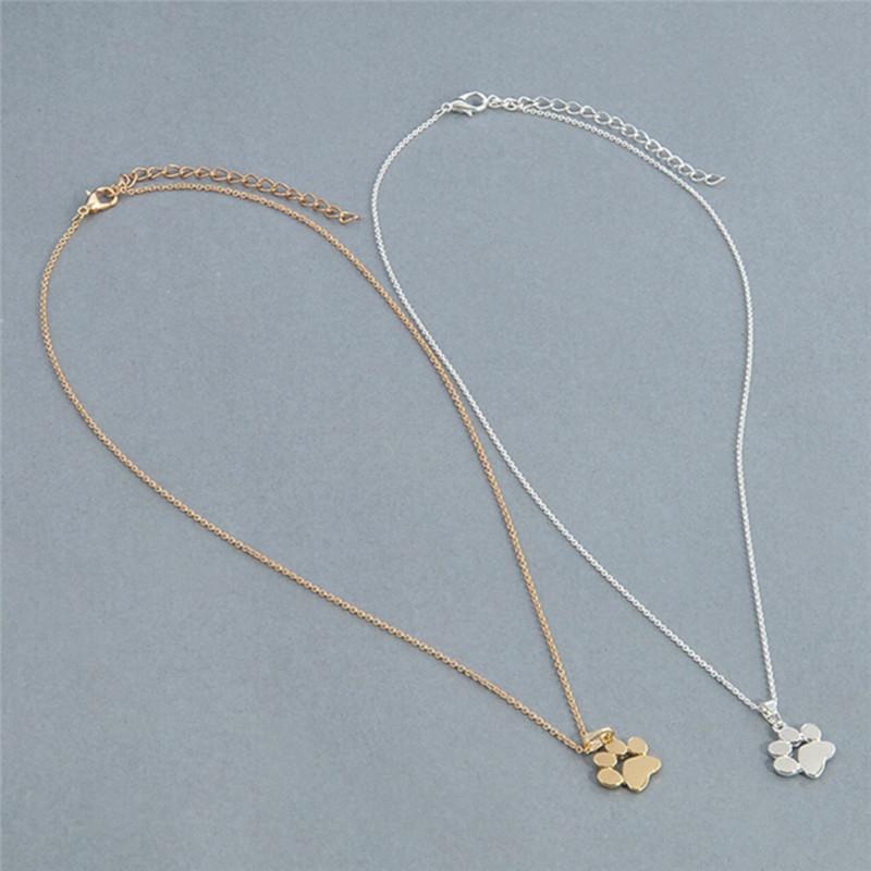Fashion Women Cute Pets Dogs Footprints Cat Paw Pendant Chain Necklace Jewelry