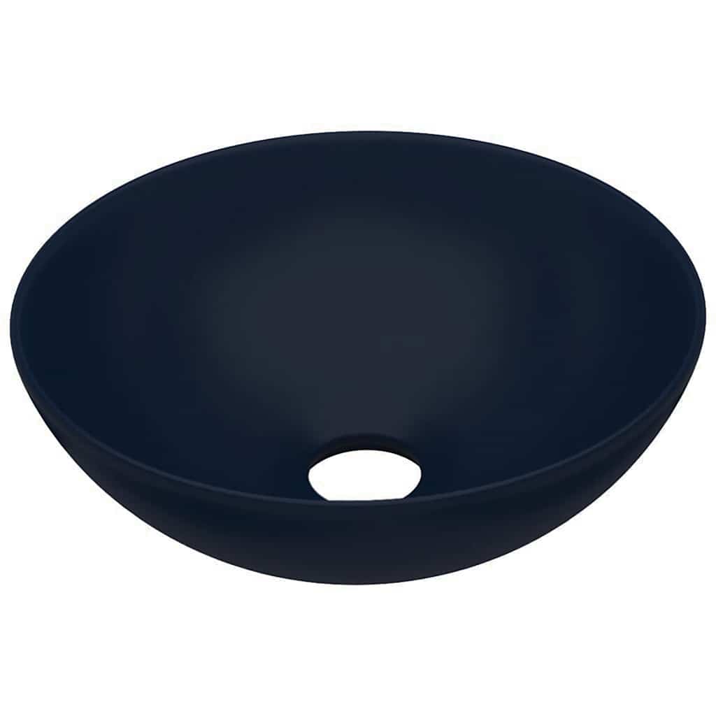Vidaxl Umywalka Łazienkowa, Ceramiczna, Ciemnoniebieska, Okrągła