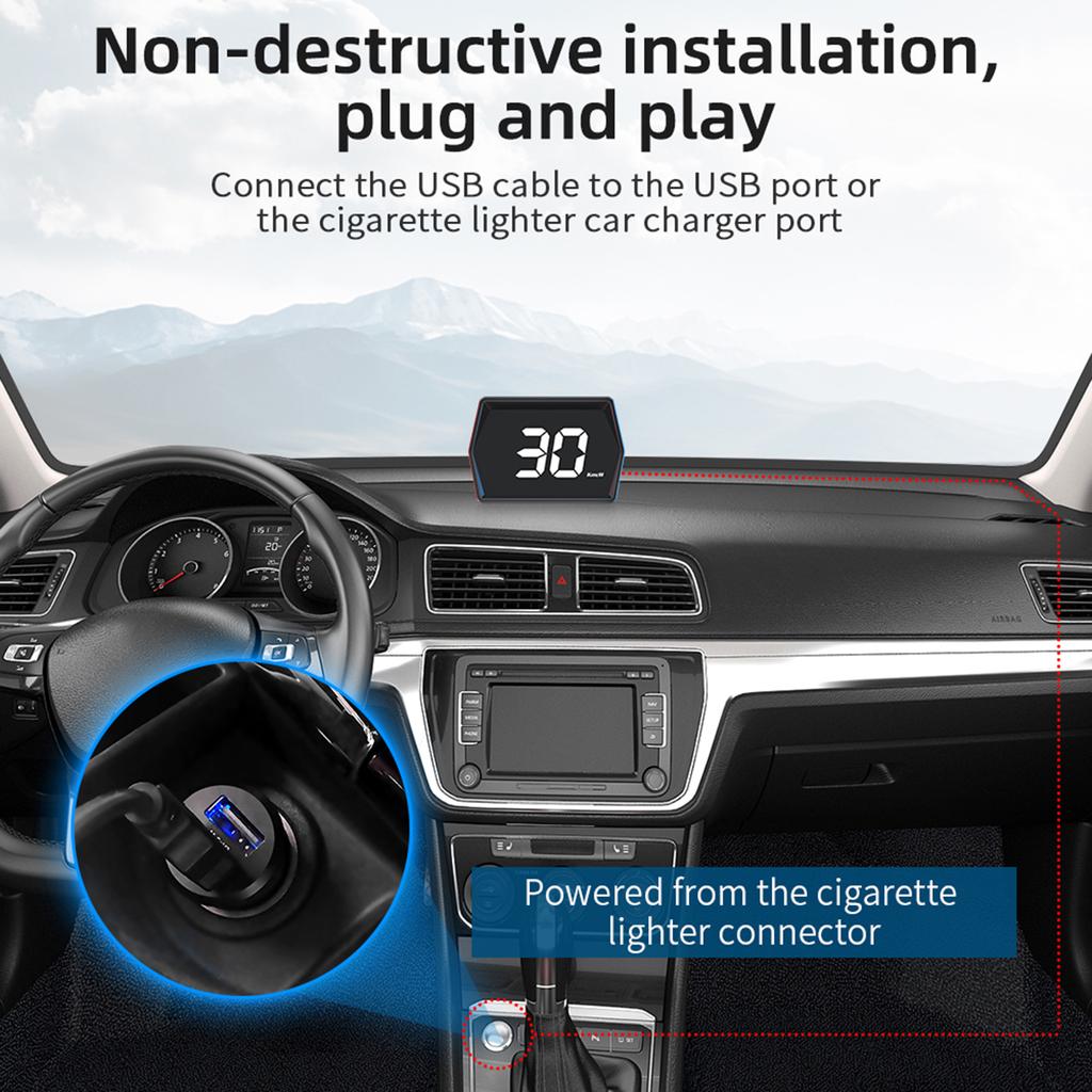 Head Up Display, GPS Speedometer Universal Car Headsup Display 3 Inch MPH Speed Meter with Compass
