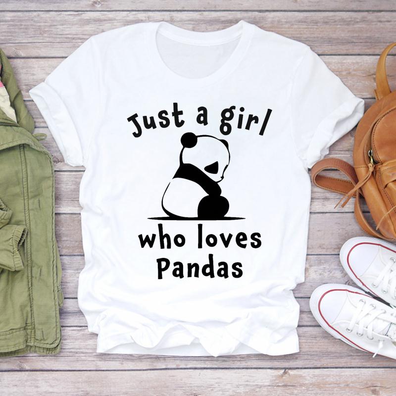Summer Tee Top Fashion T-shirt Clothing Casual Sweet Love Panda Spring Short Sleeve Women Print Lady Female Graphic T-shirt
