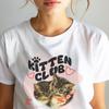 #26 Kitten Club Graphic Print White T-Shirt, Unisex Fit, Cat Lover Gift, Unisex