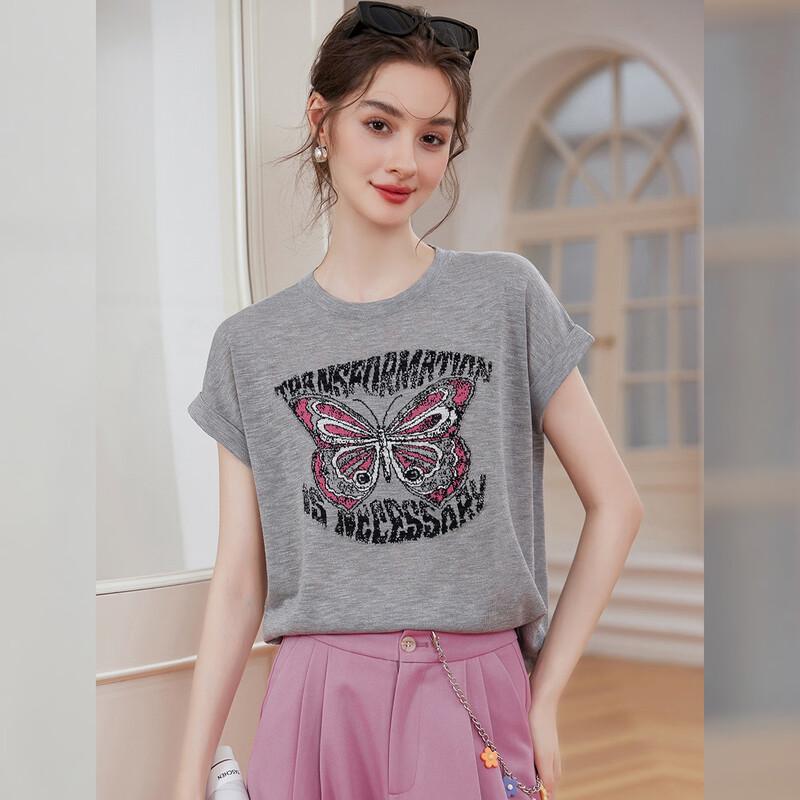Bailuyu Damen Jacquard-Strick Oberteil mit kurzen Ärmeln