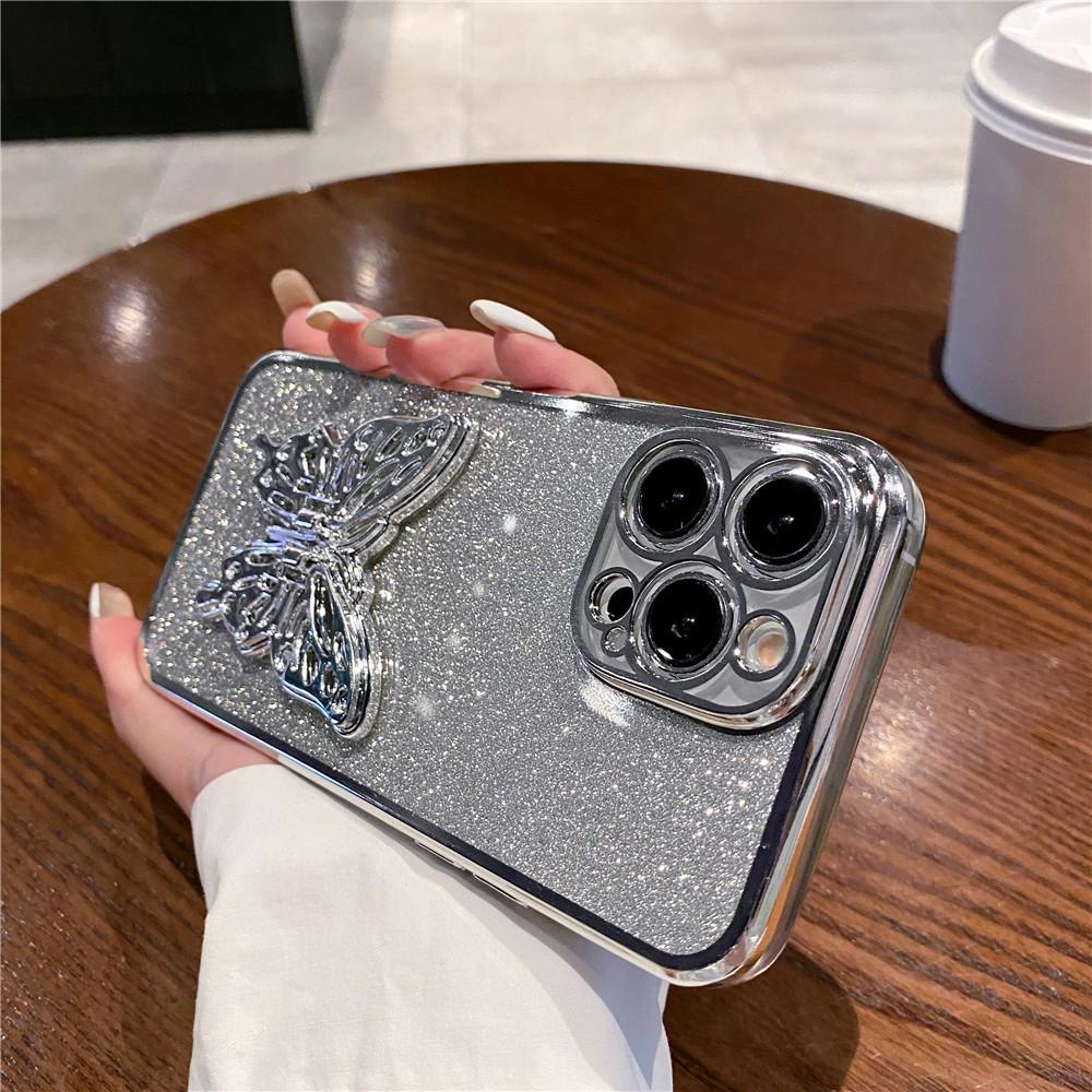 Vlinderstandaard Glitter Telefoonhoesje Voor Xiaomi Mi Poco C65 C55 C40 X3 NFC X5 X6 M4 M6 Pro 4G 13T 12T 11T Lite Zachte Siliconen Hoes