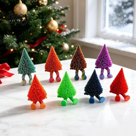 Fun Gift for Kids And Adults Christmas Tree Figure, Flexible Movable Joints 3D Printed Novelty Holiday Desk Accessories Ornament, Creative Festive