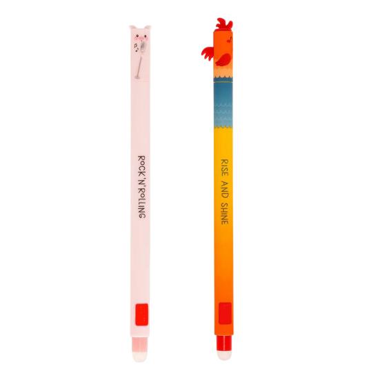 Farm Animal Erasable Gel Pens for Kids Cute Cartoon Cow Turkey Donkey Pig Design Smooth Writing Easy Erase Pen Fun School Supplies
