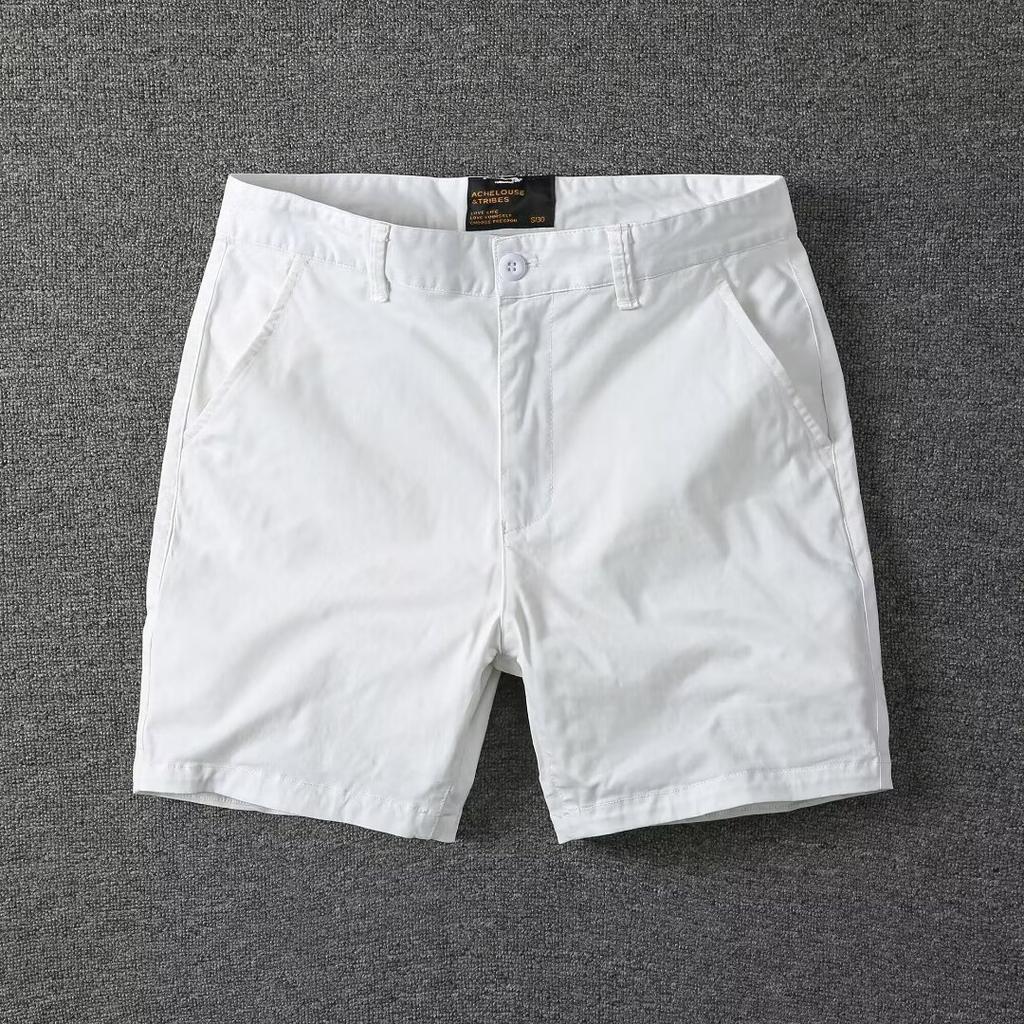 Zomer Mannen Slim Fit Rechte Shorts Mannen Casual Werkkleding Strandshorts Mannen Elastische Taille Meerdere Zakken Sportkleding Mannen Katoenen Broeken