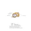 Yhpup Größe 8 Stilvoller Einzigartiger Ring mit Zirkonia und Imitationsperlen, Gold- und Platinbeschichteter Edelstahl, Geometrischer Retro-Schmuck