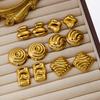 Minimalist Irregular Pleats Geometry Stud Earrings for Women Temperament Spiral Circle Earrings Daily Jewelry Gift