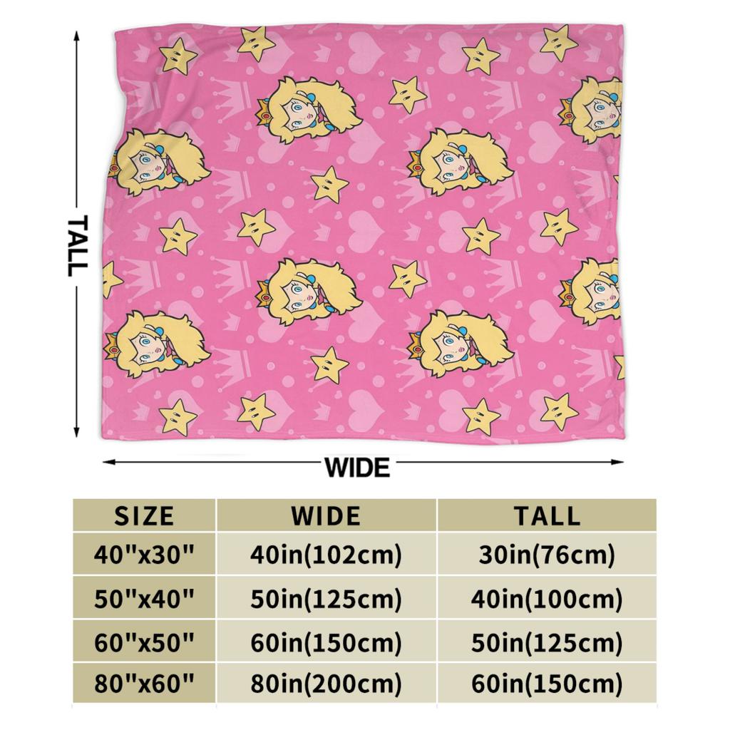 Princess Peach Lovely Flannel Throw Blankets Super Marioo Blanket for Sofa Travel Super Warm Quilt