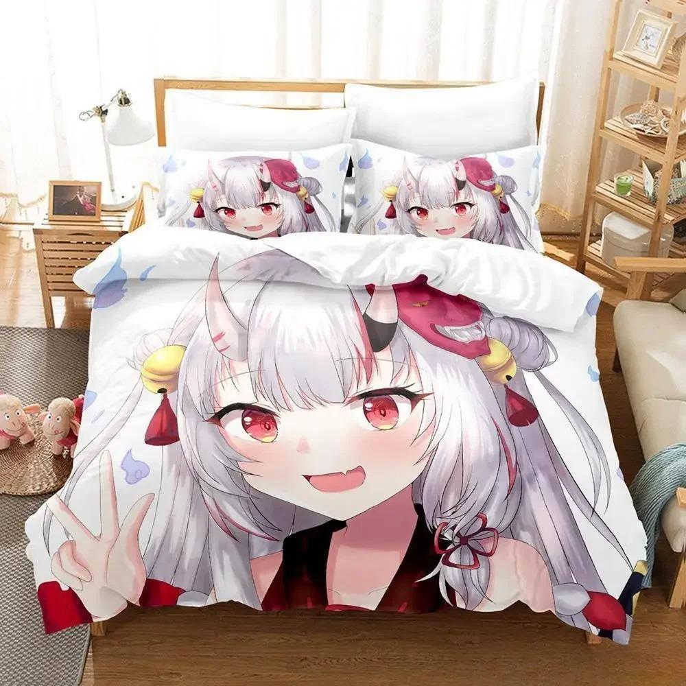 Kawaii Nakiri Ayame 3D Anime Bedding Set Single Twin Full Queen King Size Duvet Cover for Adult Kid Bedroom