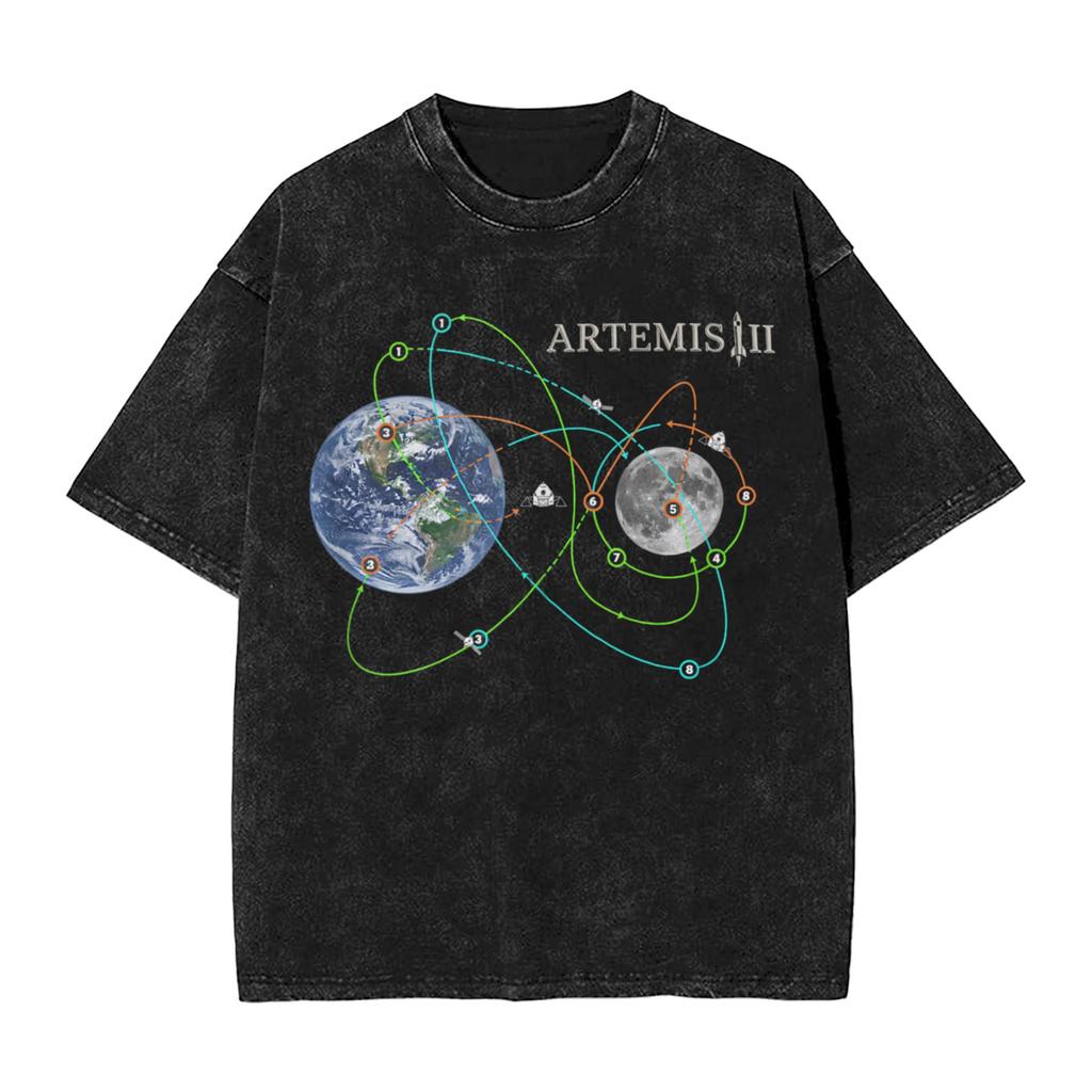 Artemis II Ruimte Raket Lancering Missie Naar De Maan Artemis T-shirt Korte Mouw Y2k Retro T-shirt Katoen Oversized Top T-shirts