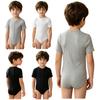 Round Neck Short Sleeve Zipper Front Bodysuit with Press Button Crotch for Boys Special Needs Sleepwear Playwear