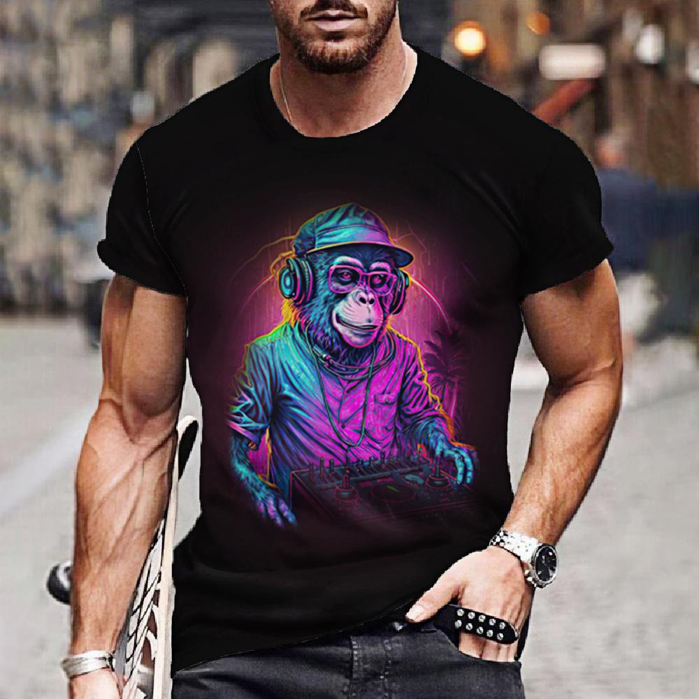 Animal Men's T-Shirt Funny Tiger Tees 3D Print Duck Snake Pattern Short Sleeve Oversized Tops Summer Casual Shirts Men Clothing