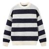 Men's Striped Knit Sweater - Loose, Thick, Long Sleeve, Round Neck Winter Outerwear 2025