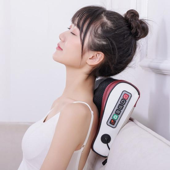 Electric Neck Massager Pillow with Adjustable Heat Compress Cervical Waist Vibration Massage Pillow Rechargeable Neck And Back Kneading Tool