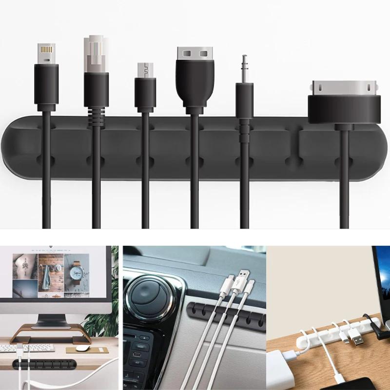 3/5/7 klipů navíječ kabelů stolní samolepicí držák nabíjecího kabelu USB drátem omotaný kabel stolní organizér kancelářské potřeby