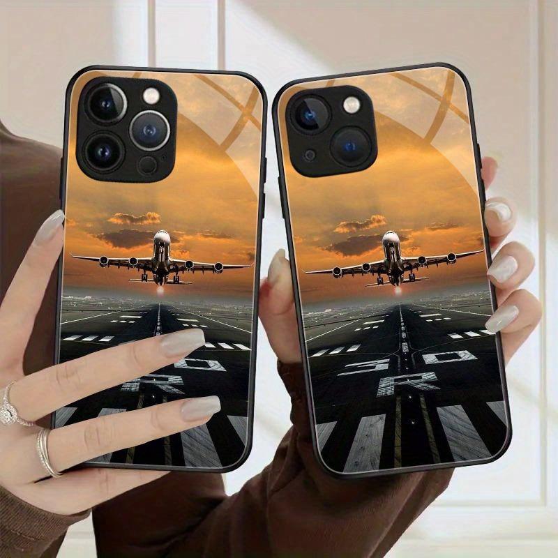 Flugzeug Festival Schillernder Druck Glas Handyhülle Für iPhone 16 17 Pro Max 11 12 13 14 15 Pro 16E 17Air 7 8 Plus XR XS X Hülle