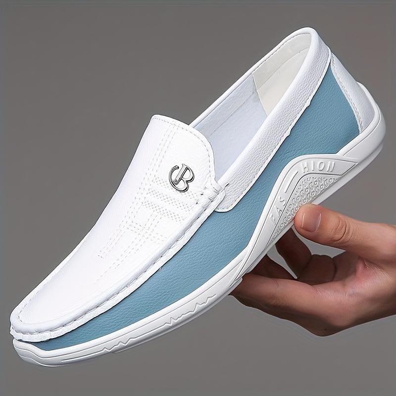 Men's Checkered Pointed Low Cut PU Loafers - Comfortable Non Slip Rubber Sole, Durable, Breathable, Easy To Wear - for Daily Business and Casual Wear