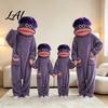 Gemütliches Lounge-Set Kinder Erwachsene Lustiger Großer Mund Onesie Lustiger Unisex Fleece Kapuzen-Schlafanzug Lockerer Sitz Loungewear Plus Size Plüsch Zuhause mit Kamm Und Hausschuhen