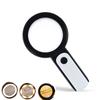 Handheld 30x Illuminated Magnifier Portable Double-layer Optical Glass Reading Magnifying Glasses 12 Cold Lights 6 Warm Lights